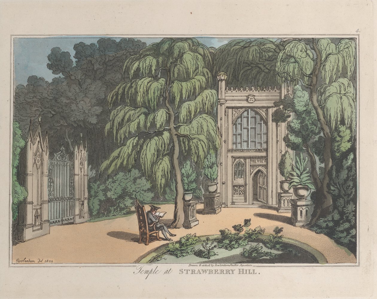 Tempel bij Strawberry Hill, uit Schetsen uit de Natuur, 1822 door ThomasThomas Rowlandson, Joseph Constantine Stadler Thomas Rowlandson, Joseph Constantine Stadler