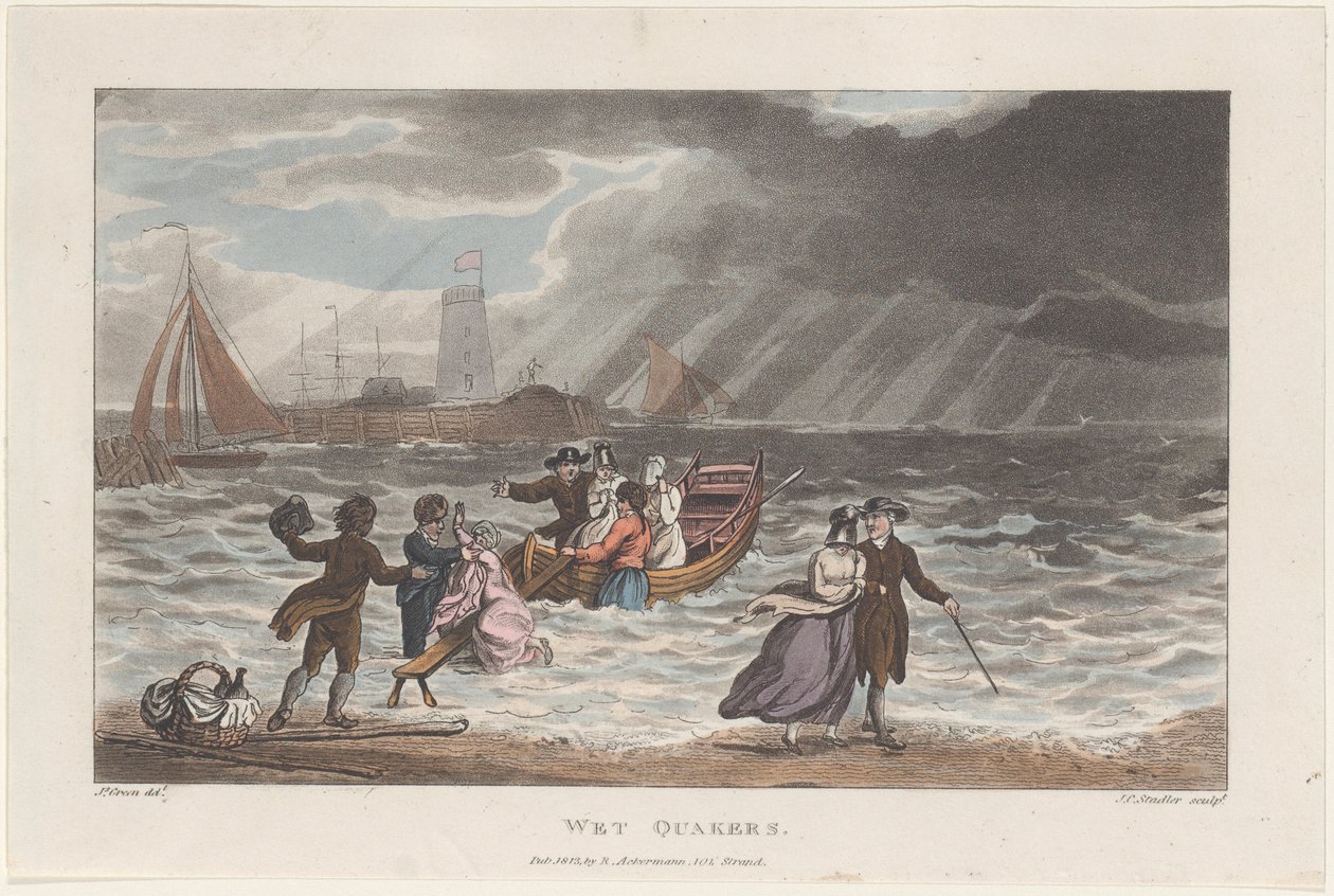 Nat Quakers, uit Poetische Schetsen van Scarborough (1813) door Thomas Rowlandson, Joseph Constantine Stadler, J. Bluck