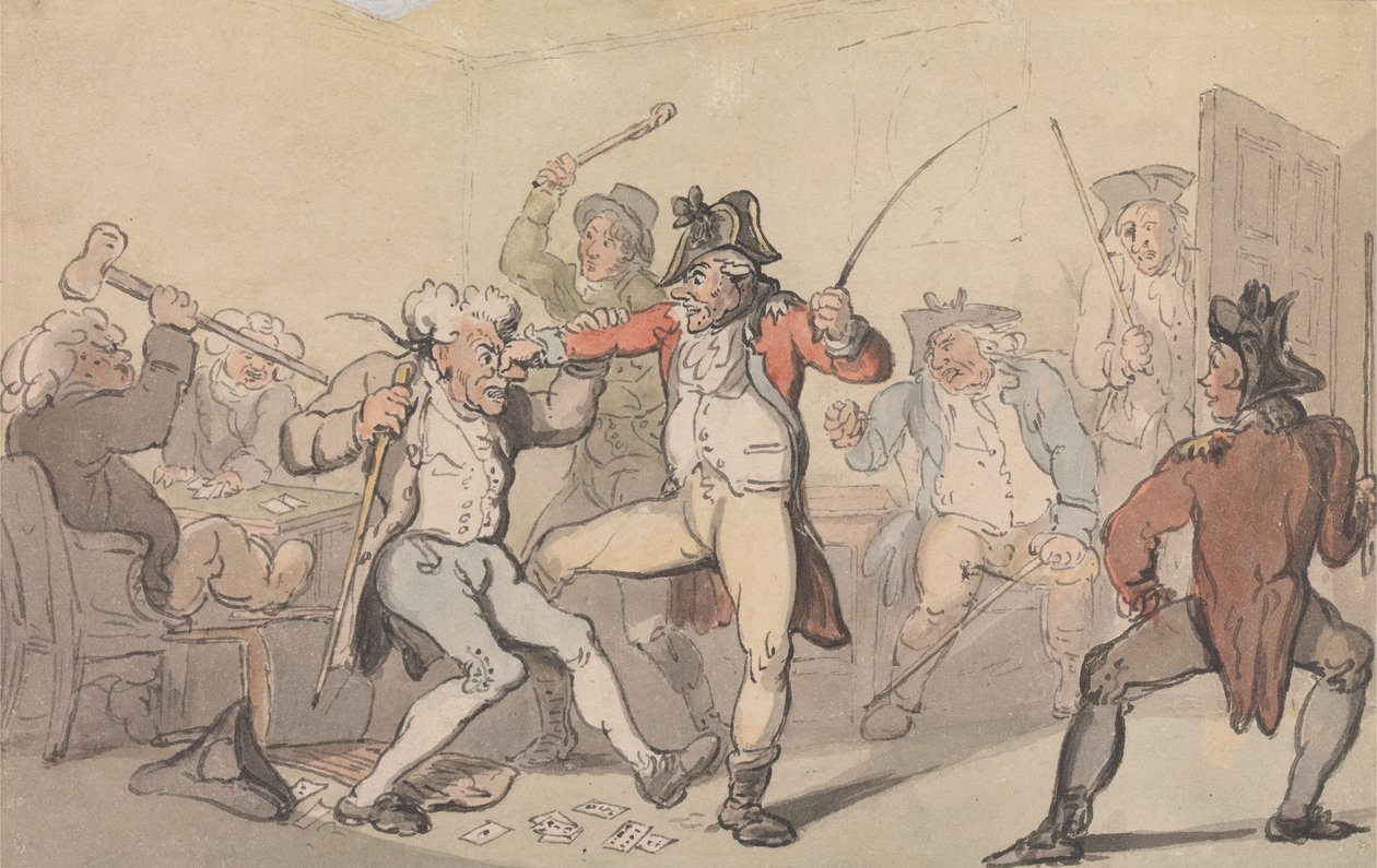 Er is een ‘Black Leg’ ontdekt die kaarten wegstopt door Thomas Rowlandson