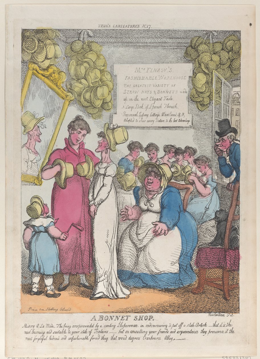 Een Hoedenwinkel, 15 mei 1810 door Thomas Rowlandson