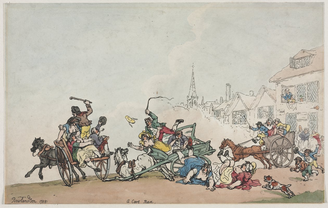 Een karrenrace door Thomas Rowlandson