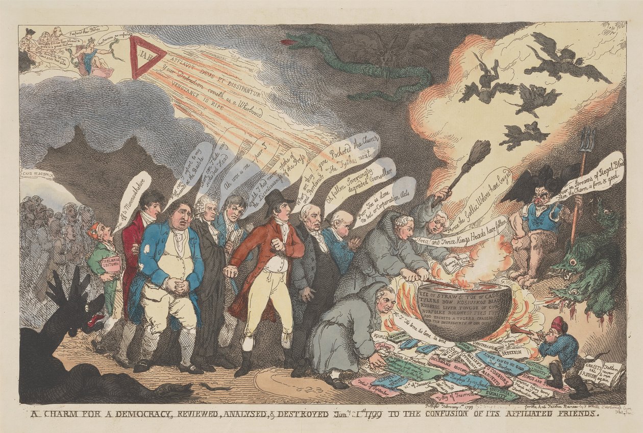 Een bezwering voor de democratie, besproken, geanalyseerd en vernietigd op 11 januari 1799, tot grote verbijstering van de aanhangers ervan door Thomas Rowlandson