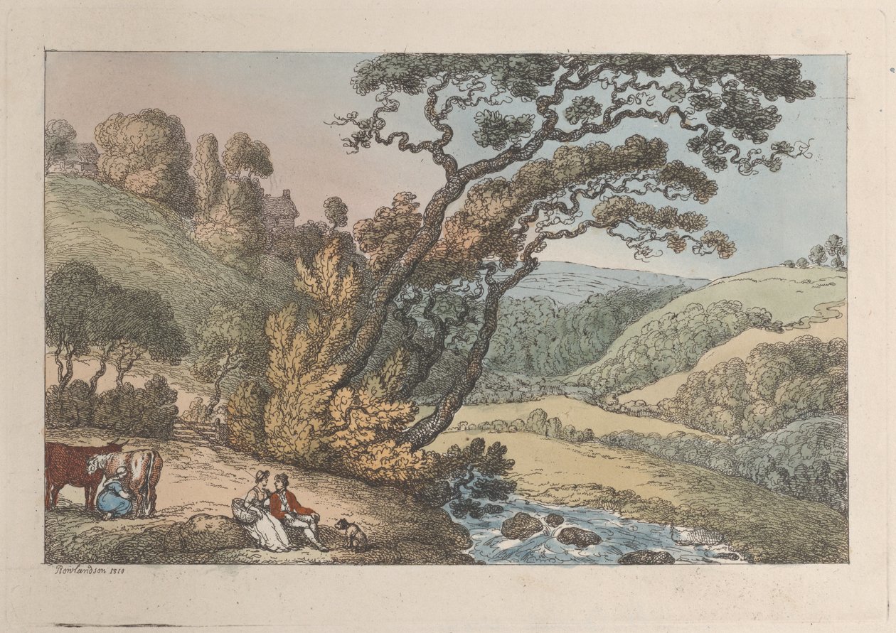 Een Cornish Uitzicht, uit Uitzichten in Cornwall, 1810 door Thomas Rowlandson