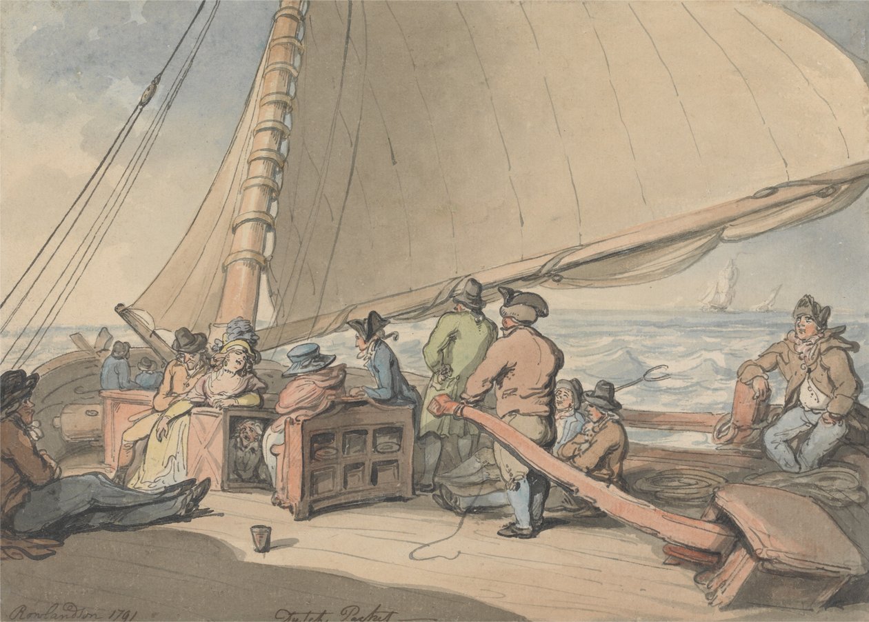 Een Nederlands schip in een opkomend briesje door Thomas Rowlandson