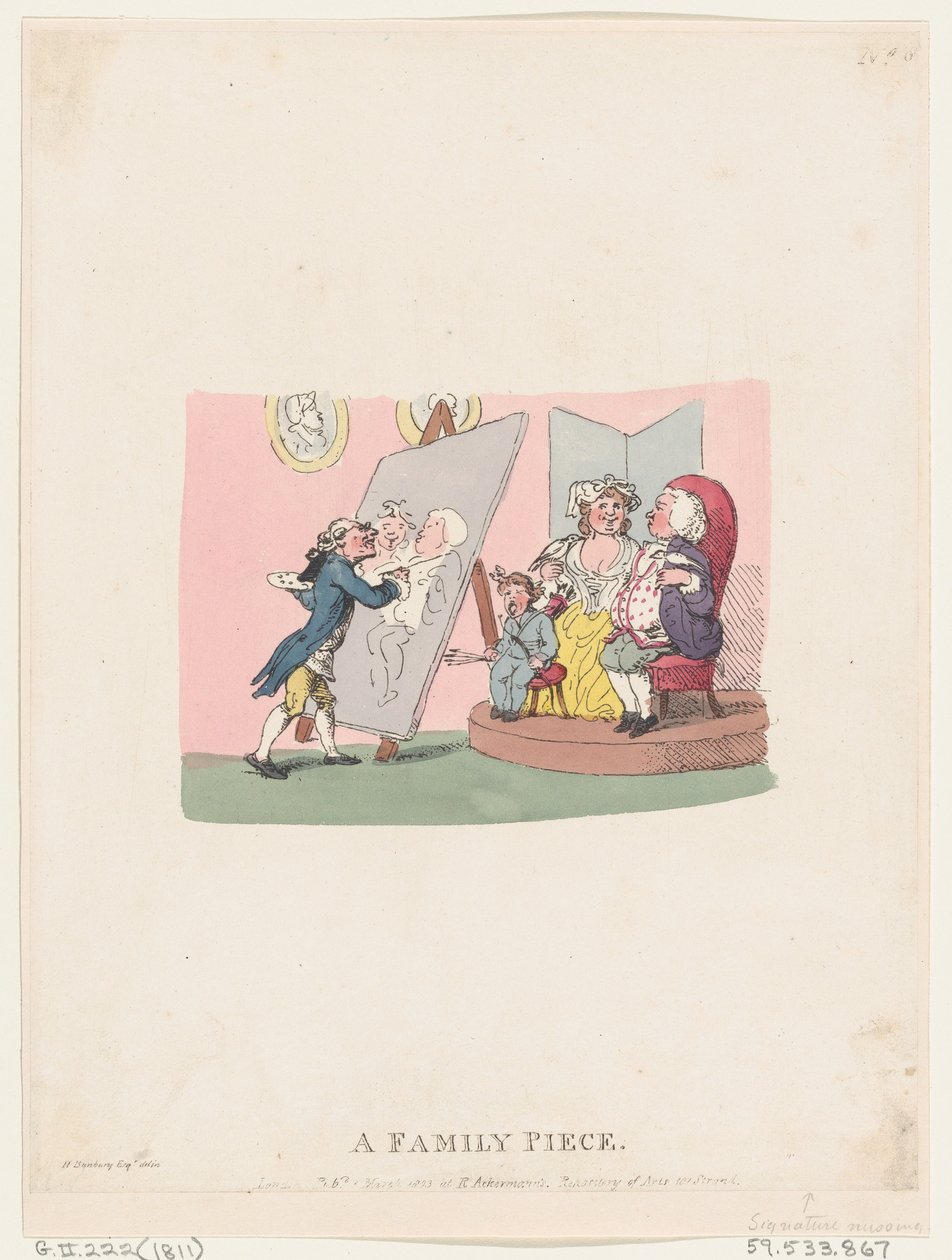 Een familieportret, gepubliceerd 1803 latere heruitgave door Thomas Rowlandson