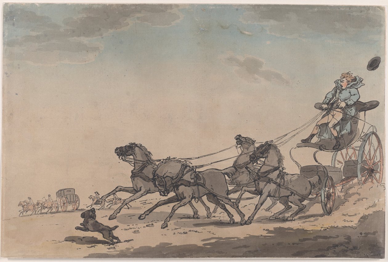 Een vierspan, of De op hol geslagen koets door Thomas Rowlandson