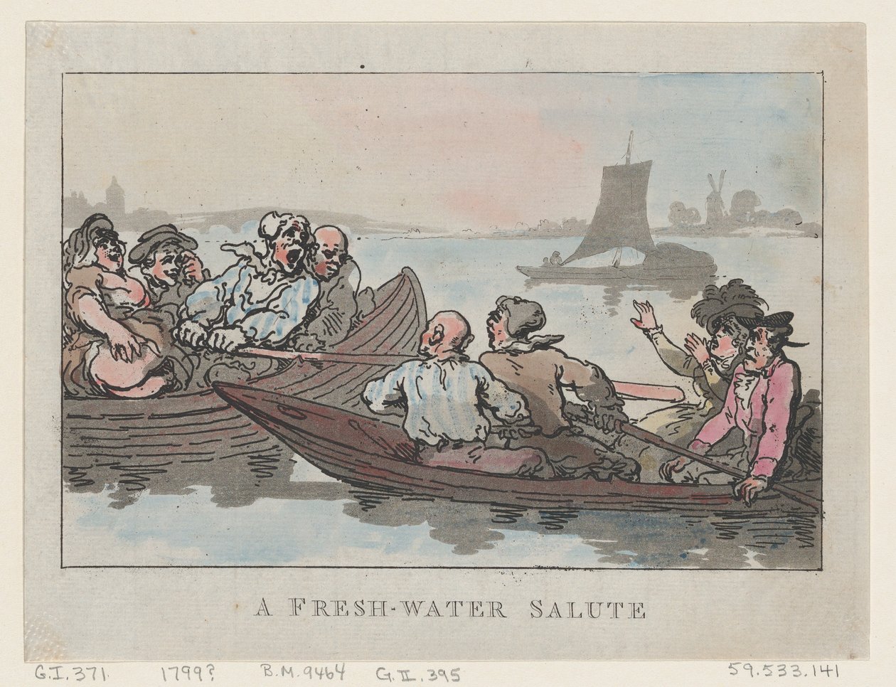 Een zoetwatergroet, 1799 door Thomas Rowlandson