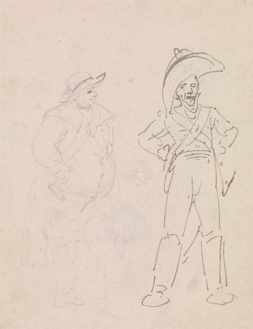 Een gendarme en een andere man door Thomas Rowlandson