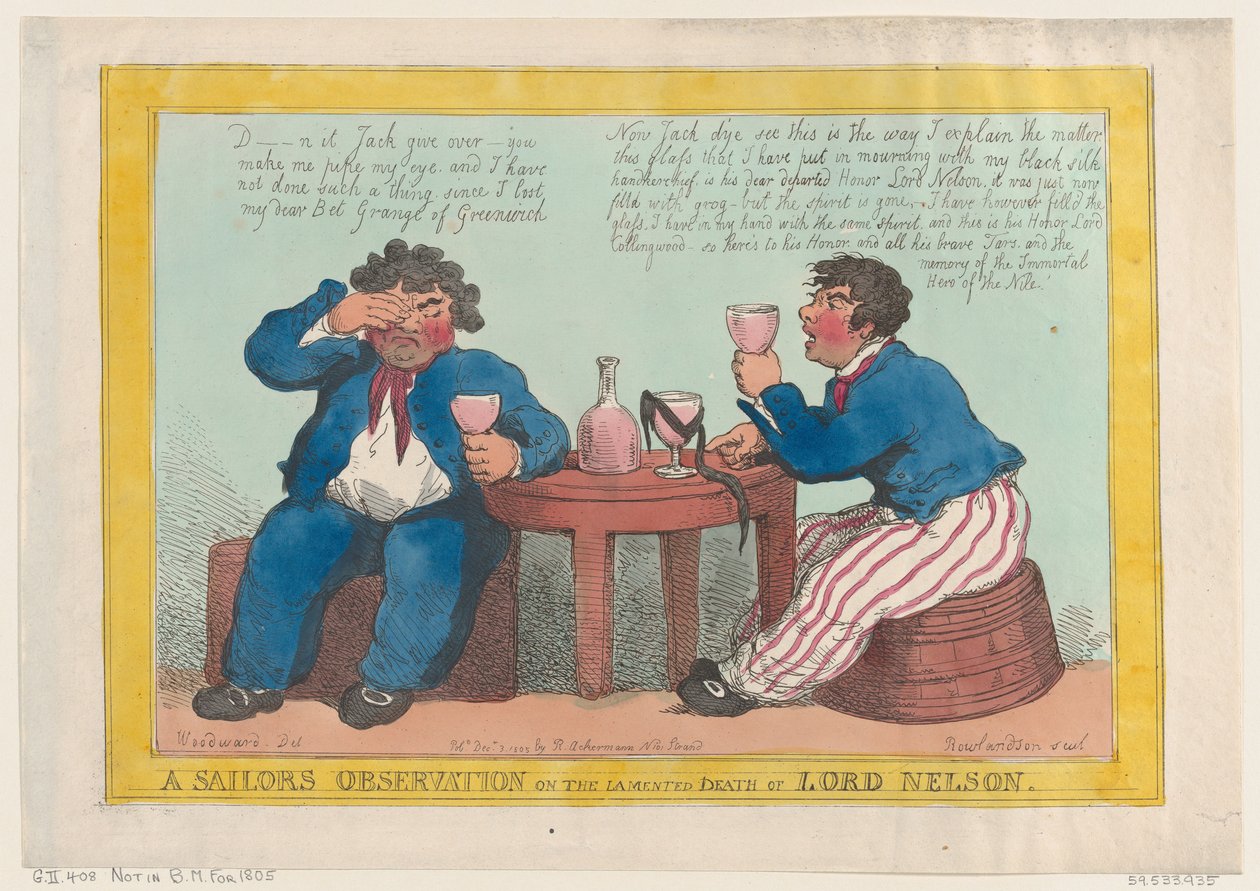 Een zeemans observatie over de betreurde dood van Lord Nelson door Thomas Rowlandson