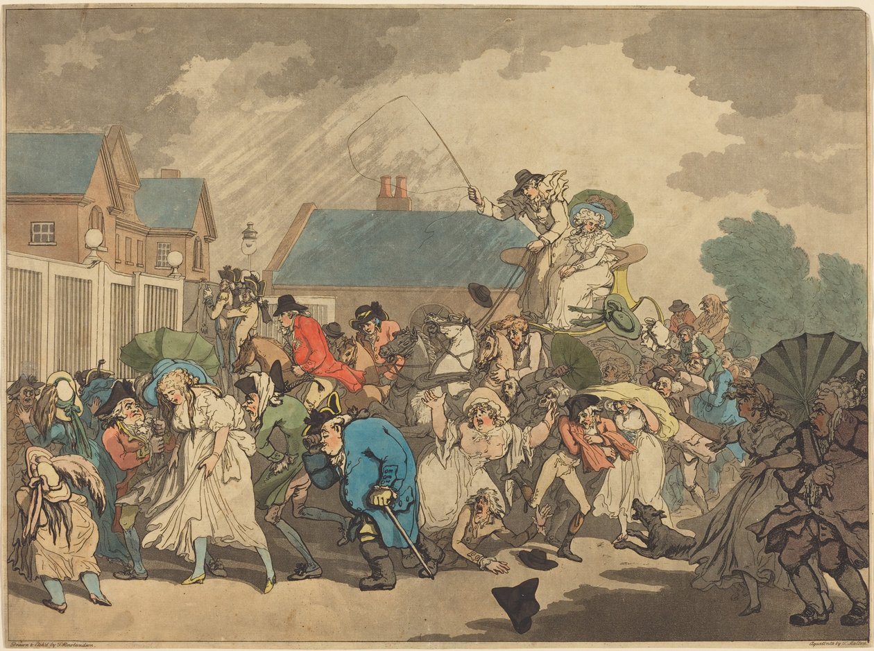 Een windvlaag in Hyde Park door Thomas Rowlandson