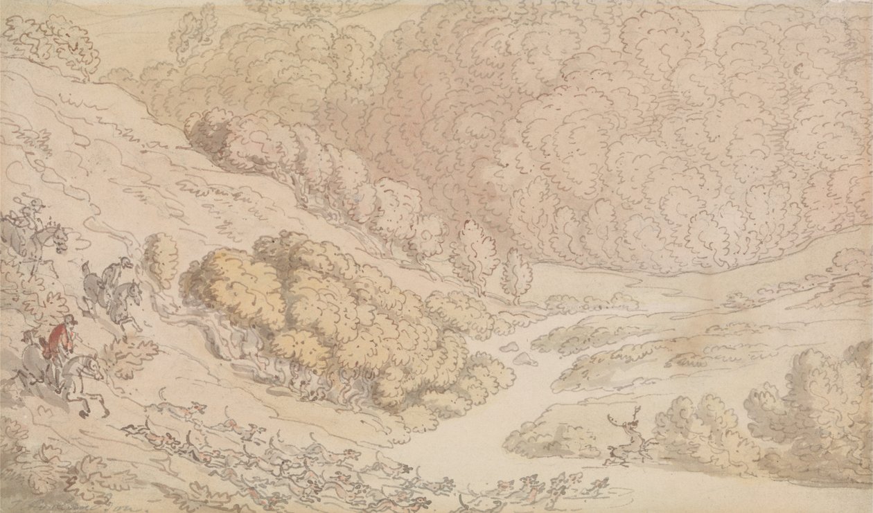Een hertenjacht in het West Country door Thomas Rowlandson