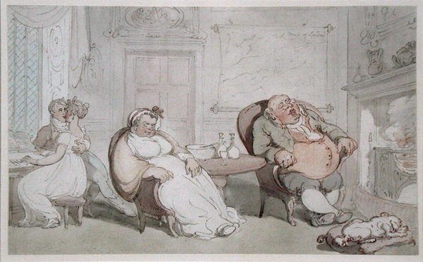 Een gestolen kus door Thomas Rowlandson
