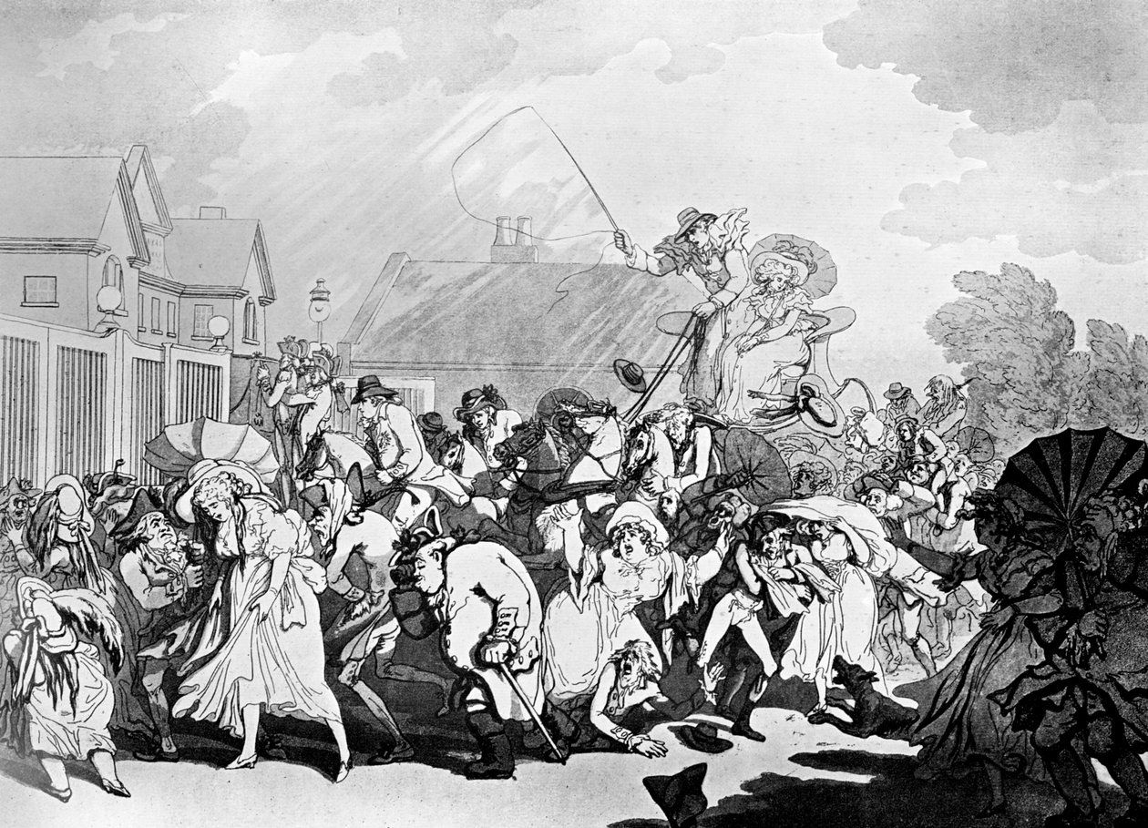 Een Plotselinge Windvlaag in Hyde Park door Thomas Rowlandson