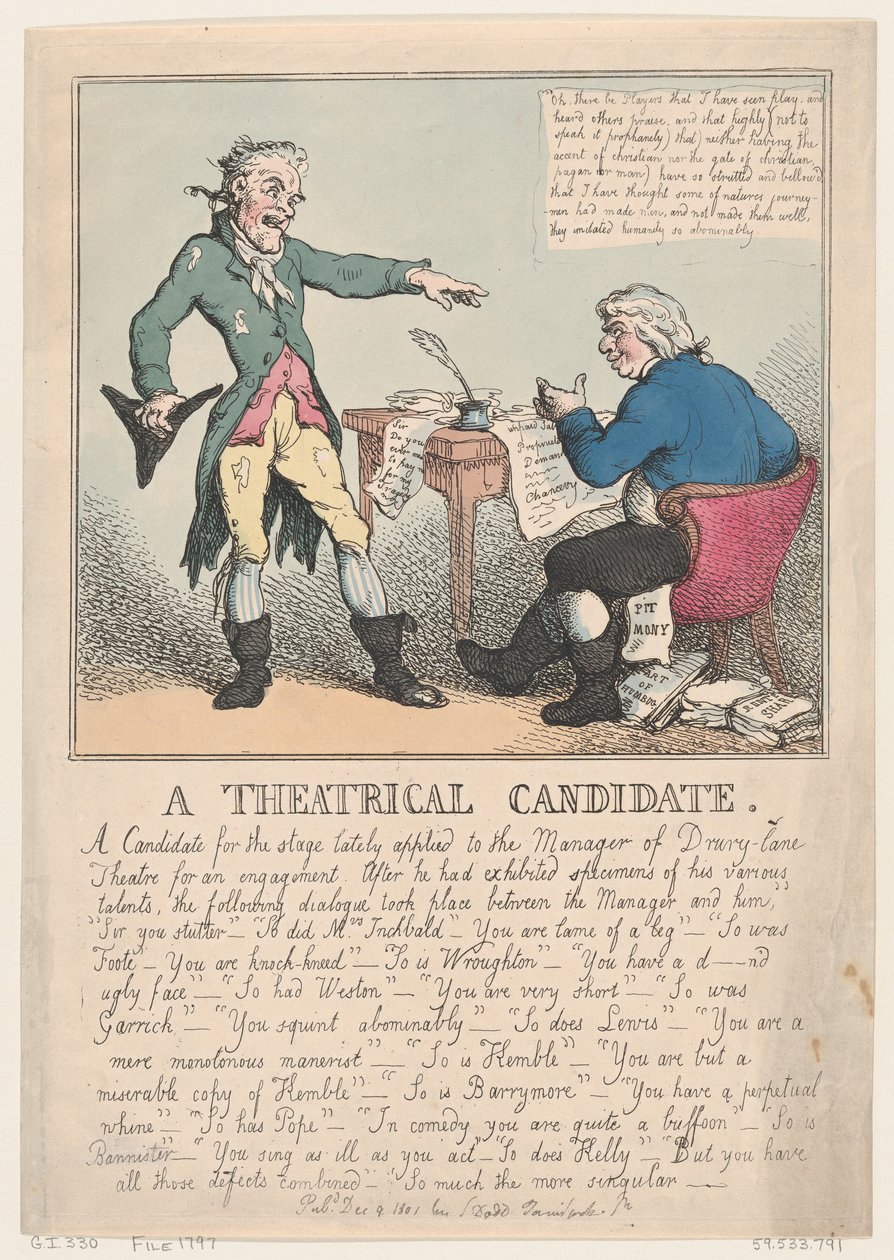 Een theatrale kandidaat, 1797 door Thomas Rowlandson