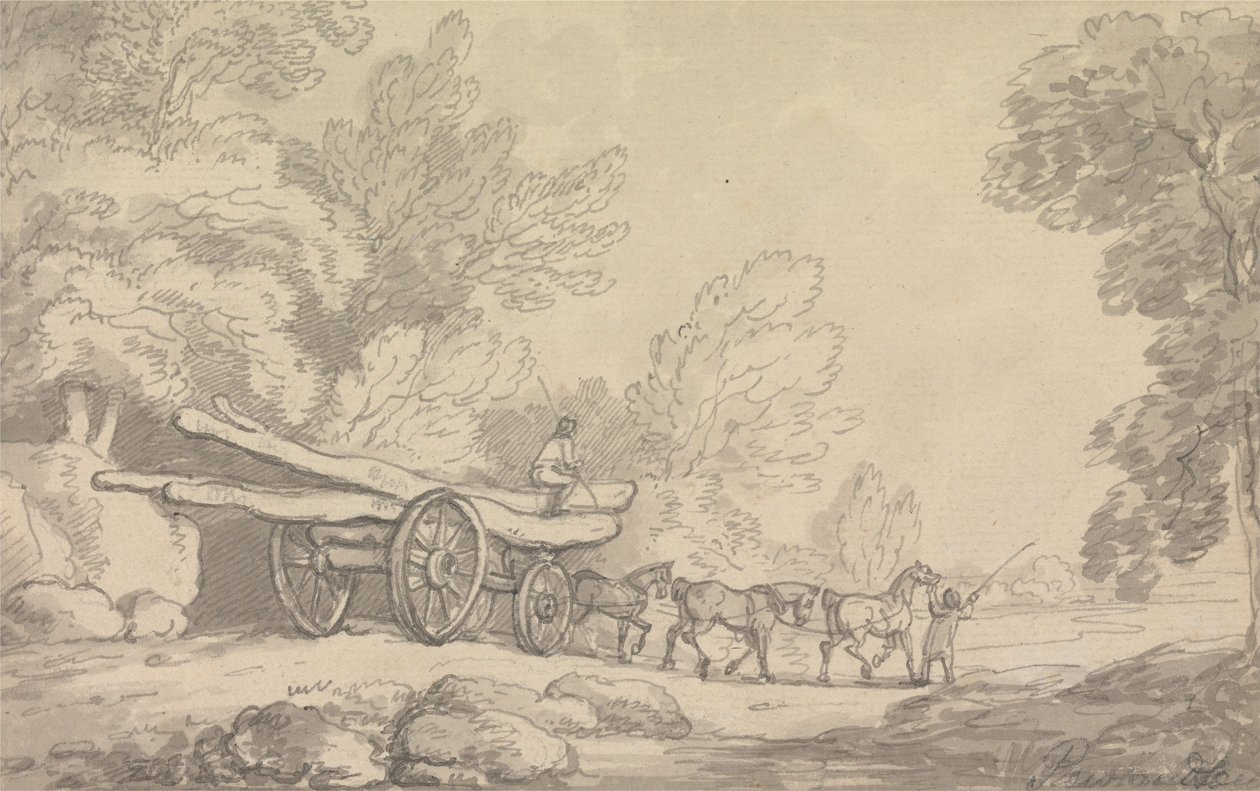 Een houten wagen door Thomas Rowlandson