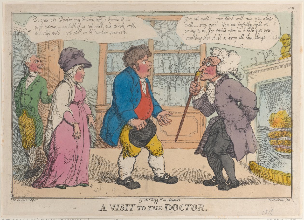 Een Bezoek aan de Dokter, 1809-12 door Thomas Rowlandson