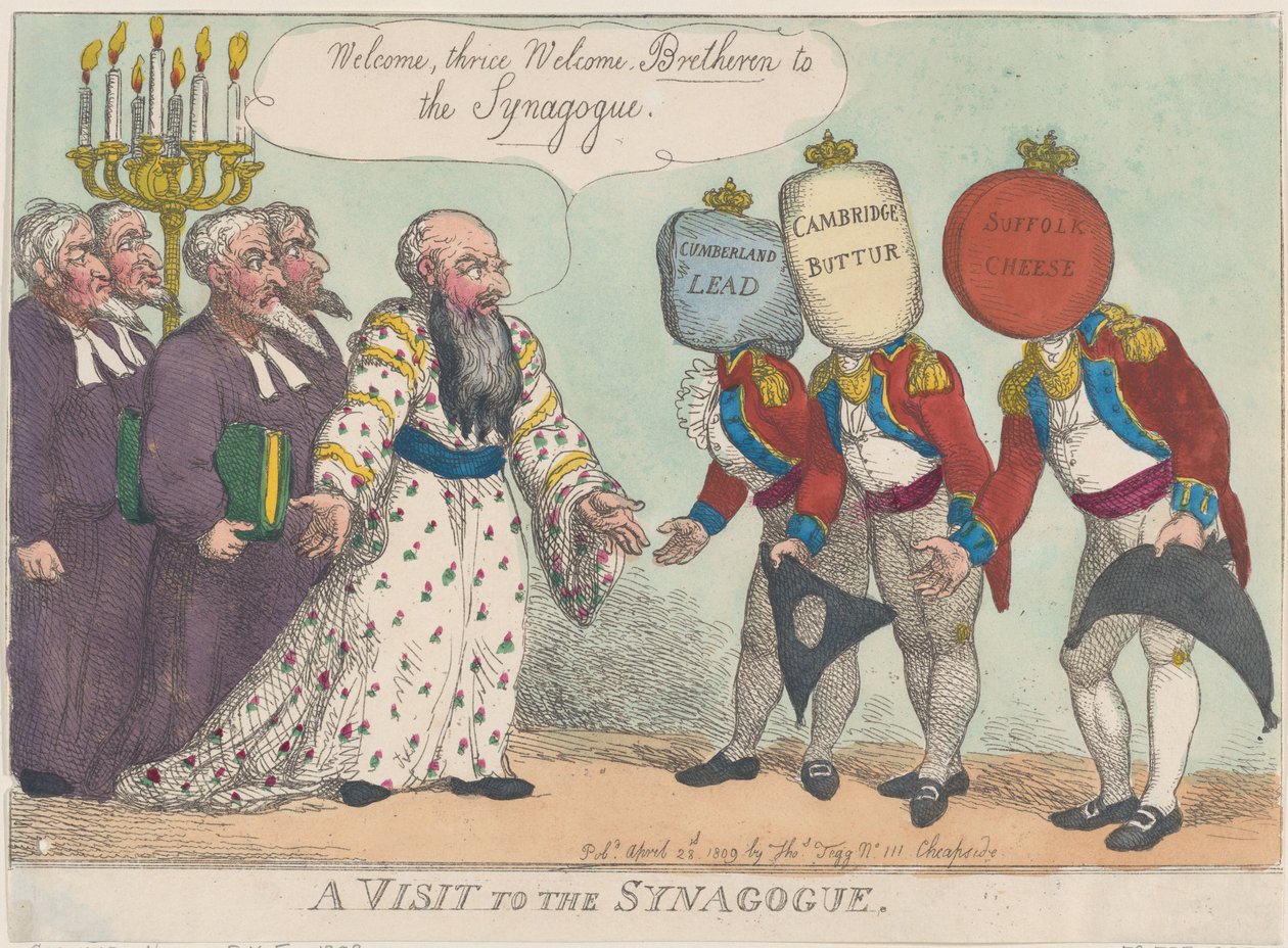 Een bezoek aan de synagoge, 28 april 1809 door Thomas Rowlandson