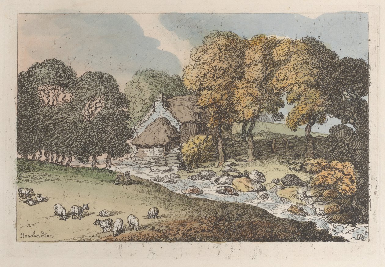 Een waterloop door Thomas Rowlandson