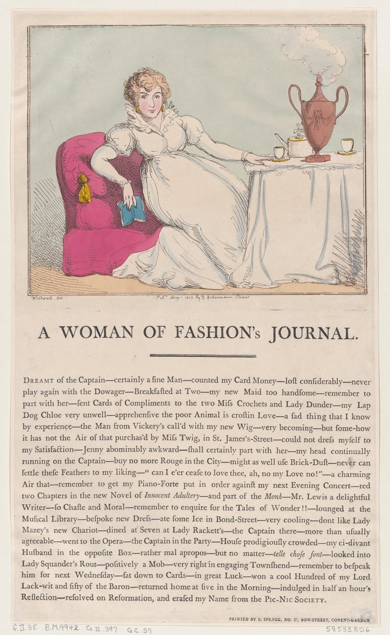 Dagboek van een modebewuste vrouw door Thomas Rowlandson