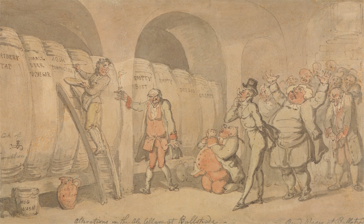 Wijzigingen in de Bierkelder bij Bullstrode door Thomas Rowlandson