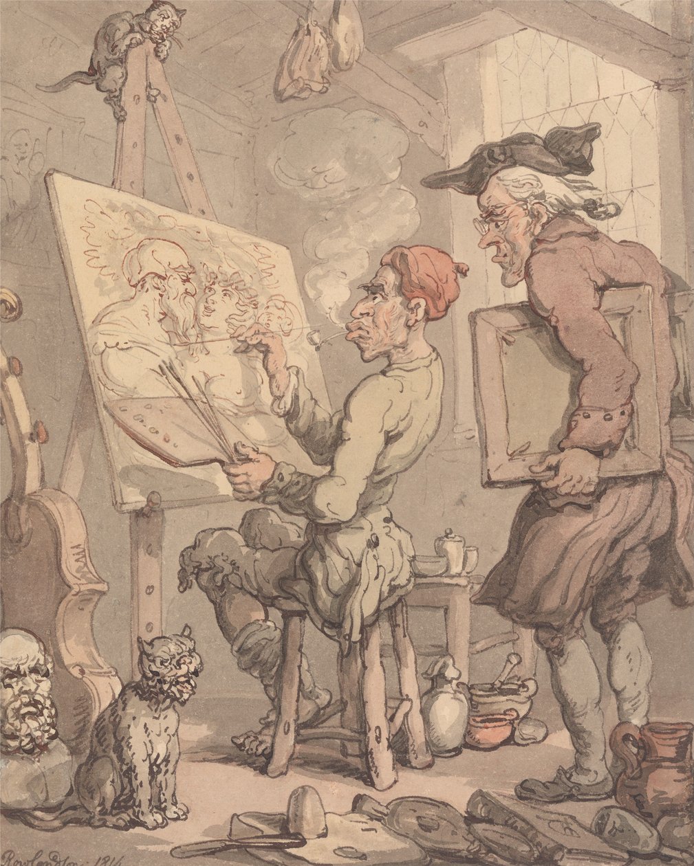 Het atelier van een kunstenaar door Thomas Rowlandson