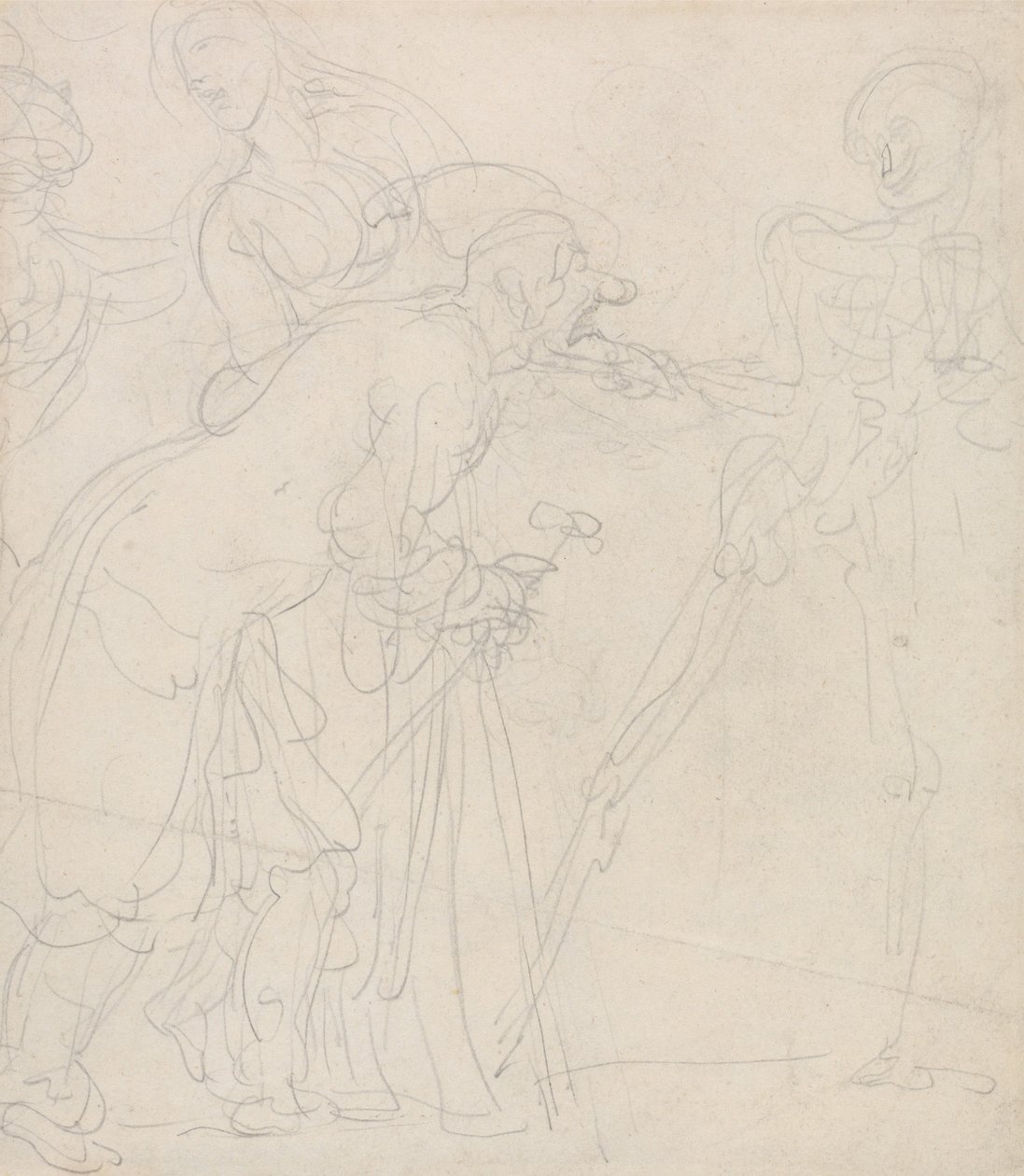 Een oude man die door de dood wordt gepest door Thomas Rowlandson