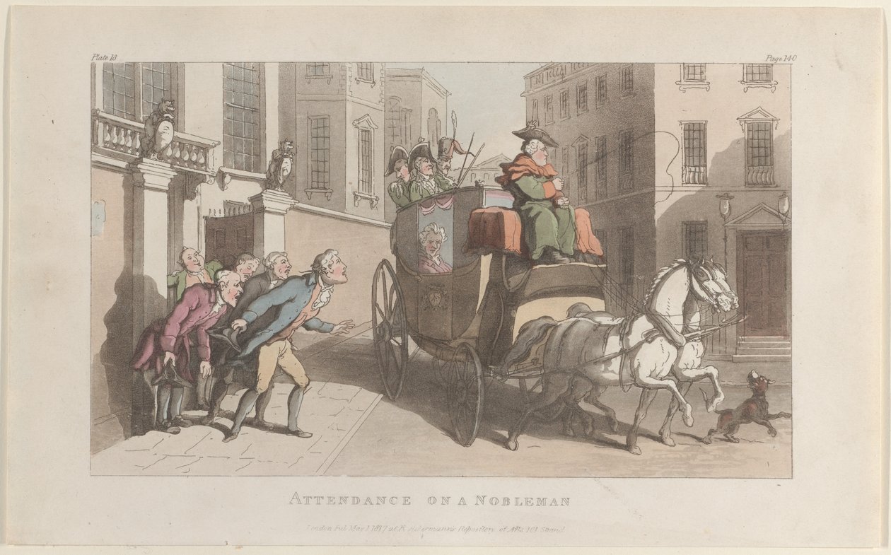 Dienst aan een edelman, uit The Vicar of Wakefield door Thomas Rowlandson