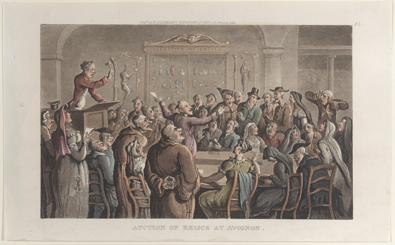 Veiling van relikwieën in Avignon, uit Journal of Sentimental Travels in the Southern Provinces door Thomas Rowlandson