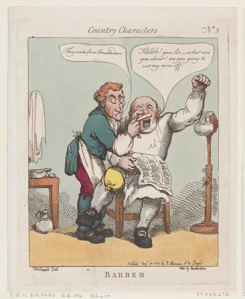 Barbier, 30 augustus 1799 door Thomas Rowlandson