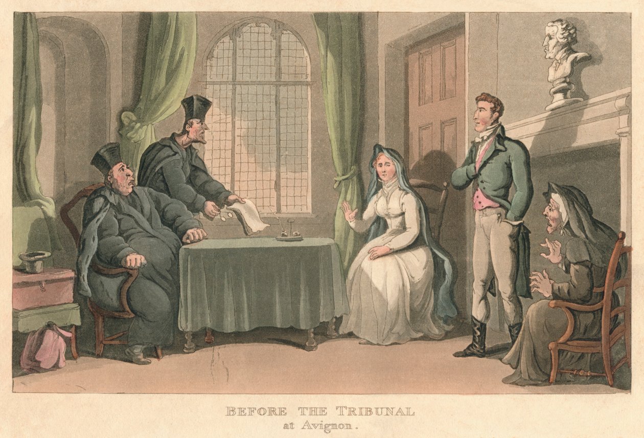 Voor het tribunaal in Avignon, 1818 door Thomas Rowlandson