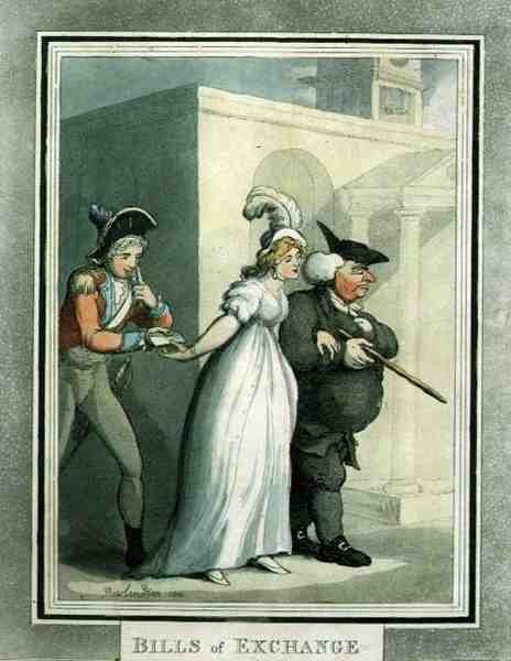 Wisselbrieven, uitgegeven door Rudolph Ackermann door Thomas Rowlandson