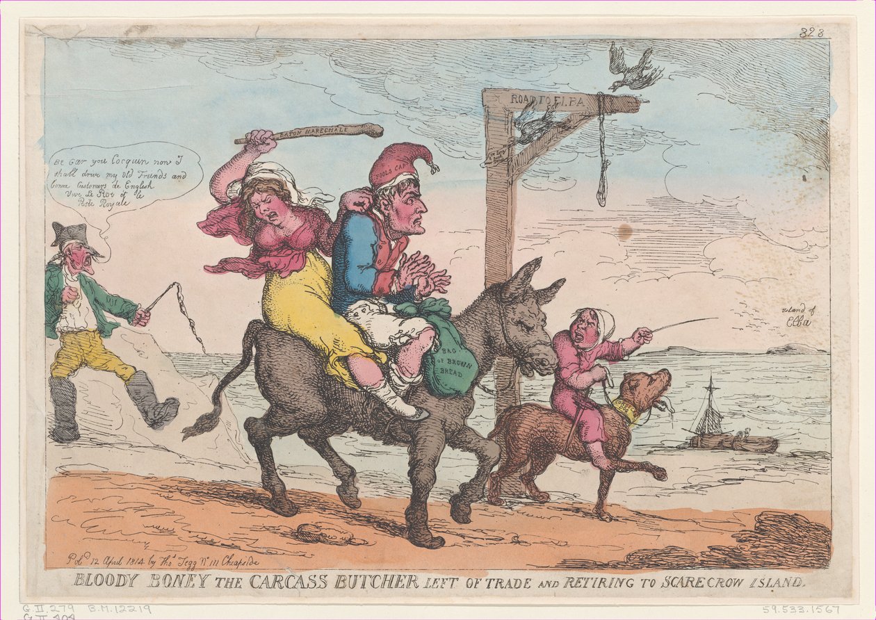 Bloody Boney de Kadaver Slager Links van Handel en Terugtrekken naar Scarecrow Island door Thomas Rowlandson