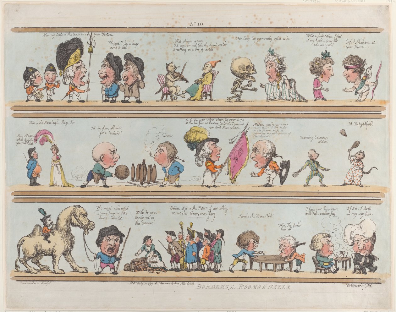 Randen voor kamers en hallen, plaat 10, 10 juli 1799 door Thomas Rowlandson