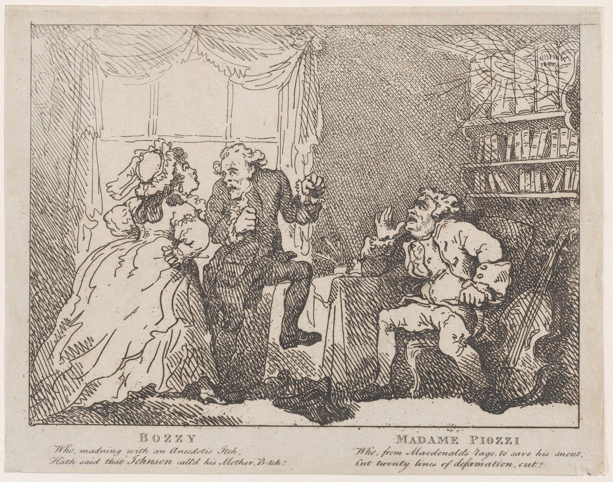Bozzy en Madame Piozzi Frontispice, Bozzy en Piozzi door Peter Pindar, 1780-86 door Thomas Rowlandson