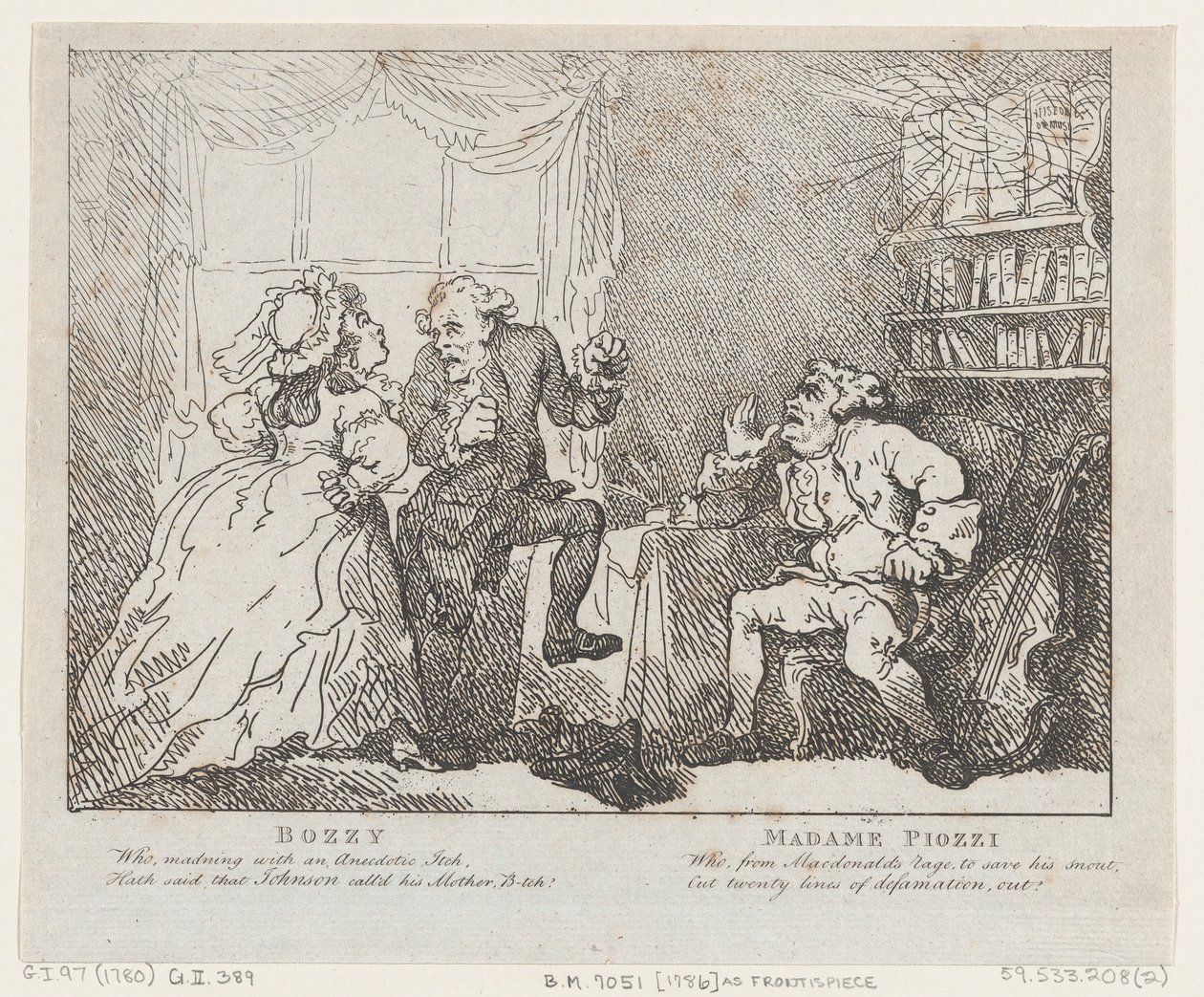 Bozzy en Madame Piozzi Frontispice, Bozzy en Piozzi door Peter Pindar, 1780-86 door Thomas Rowlandson