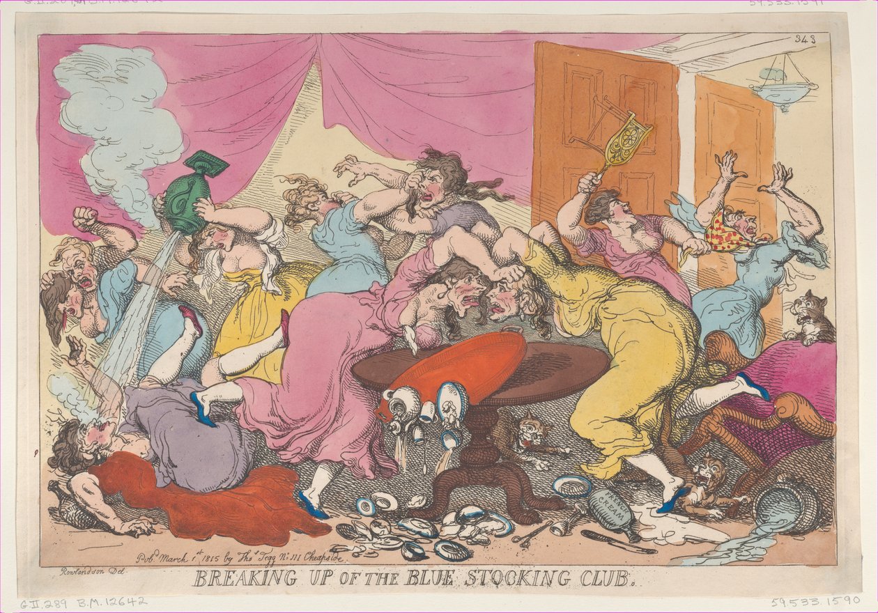 Het uiteenvallen van de Blue Stocking Club door Thomas Rowlandson