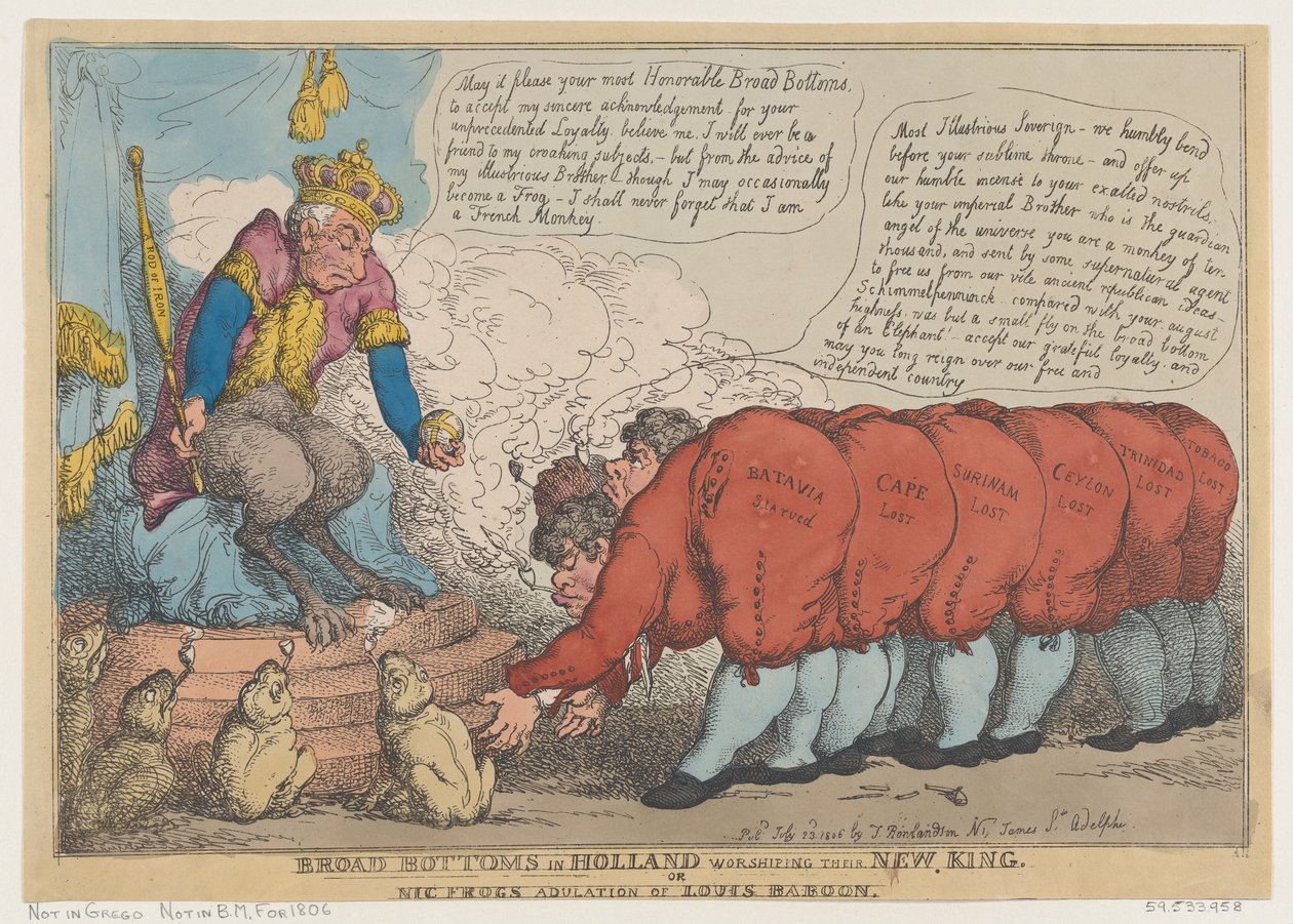 Brede Bodems in Nederland Aanbiddend Hun Nieuwe Koning, 23 Juli 1806 door Thomas Rowlandson