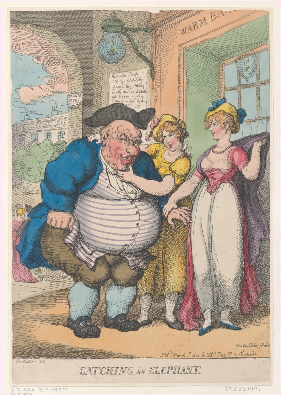 Een olifant vangen door Thomas Rowlandson