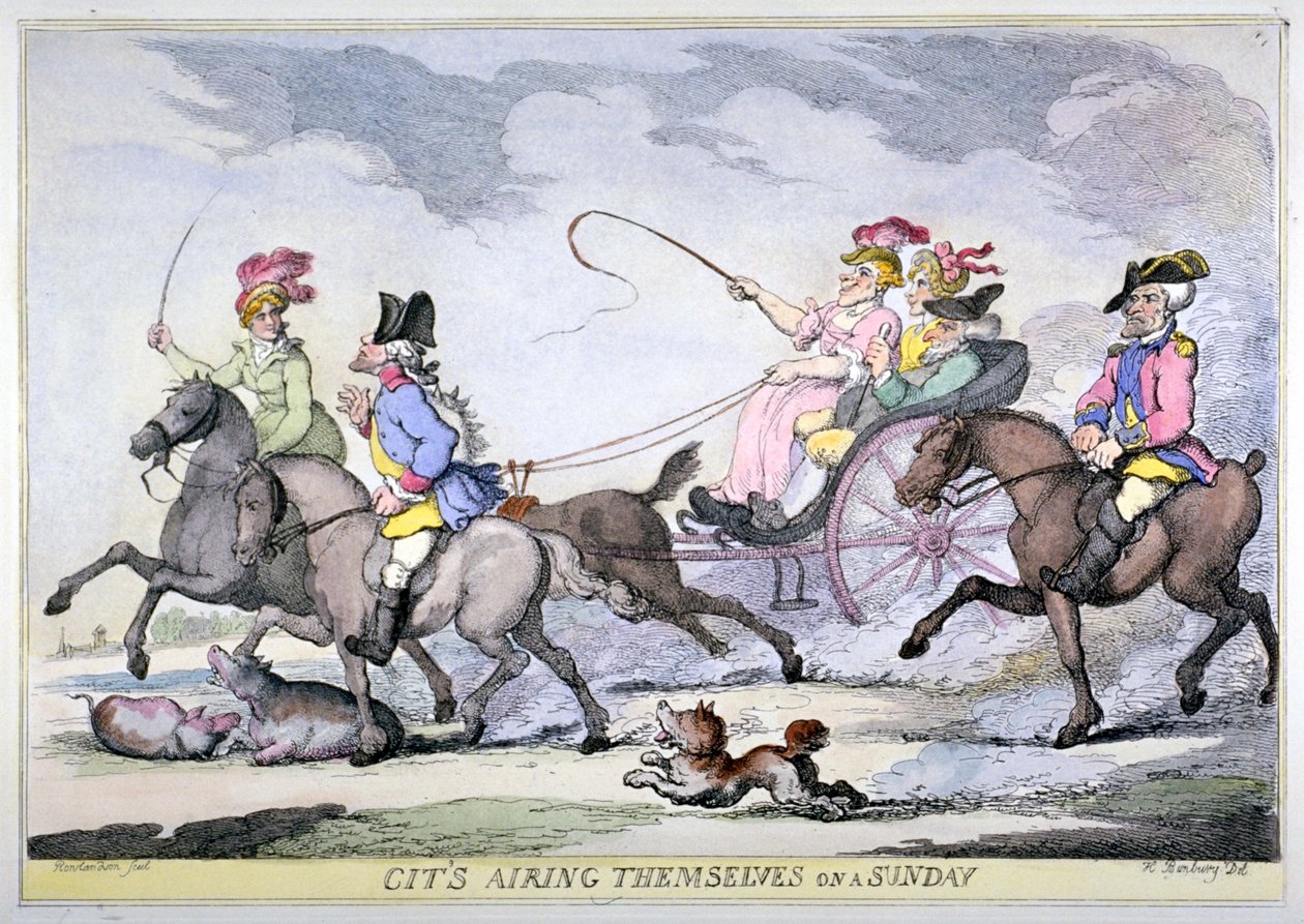 Burgers die Zichzelf Luchten op een Zondag door Thomas Rowlandson