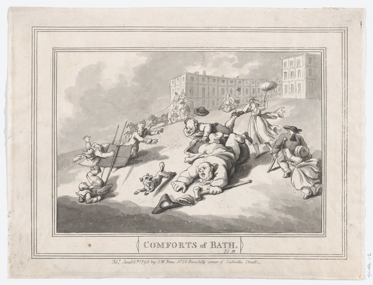 Comforts of Bath, Plaat 12, 6 januari 1798 door Thomas Rowlandson