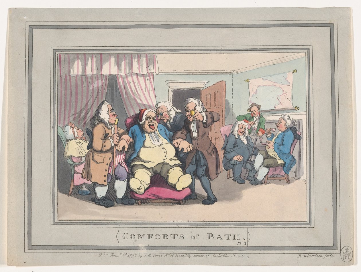 Comforts of Bath, Plaat 1, 6 januari 1798 door Thomas Rowlandson