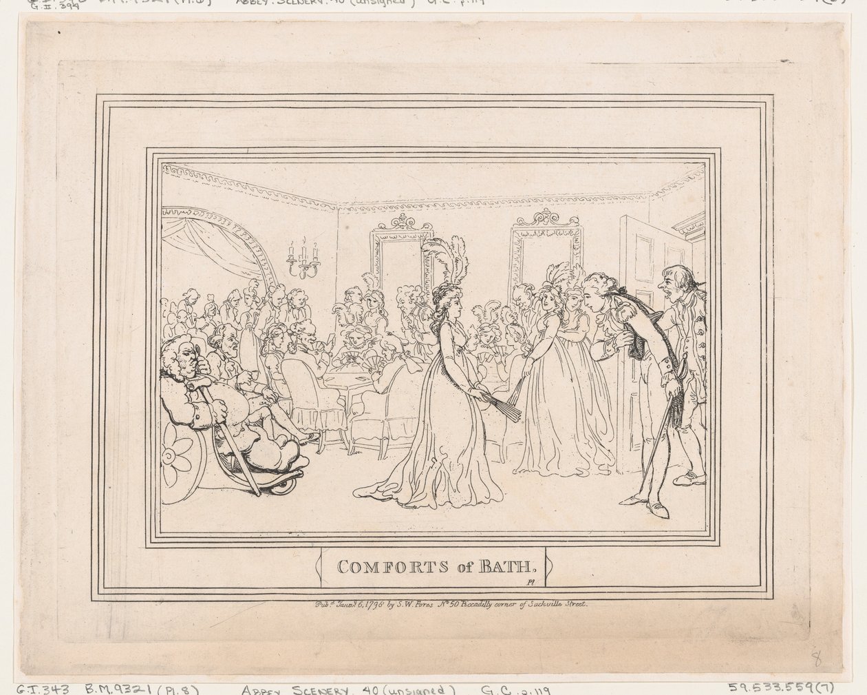 Comforts of Bath, Plaat 8, 6 januari 1798 door Thomas Rowlandson