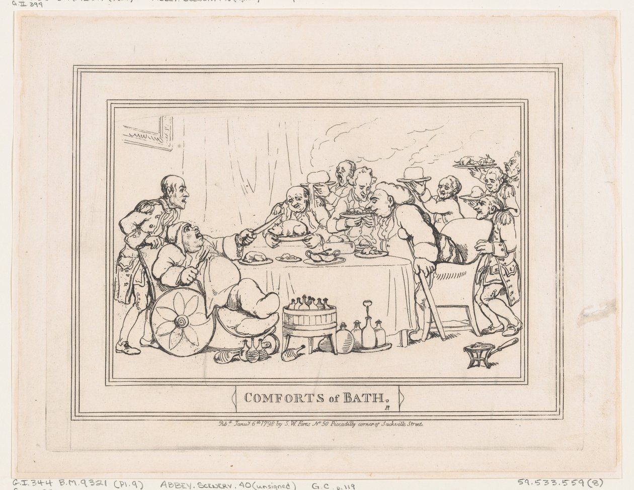 Comforts of Bath, plaat 9, 6 januari 1798 door Thomas Rowlandson