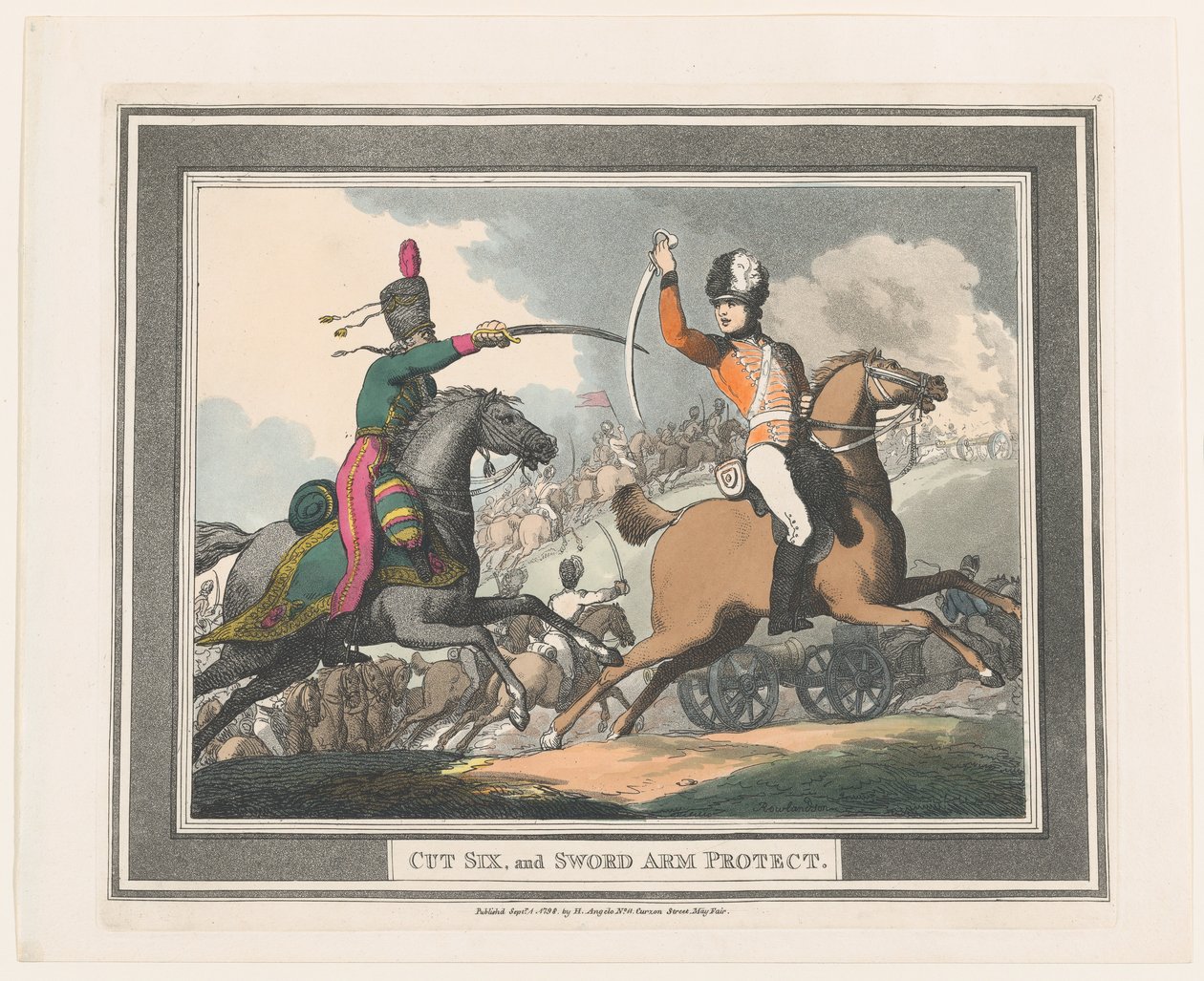 Cut Six, and Sword Arm Protect, 1 september 1798 door Thomas Rowlandson