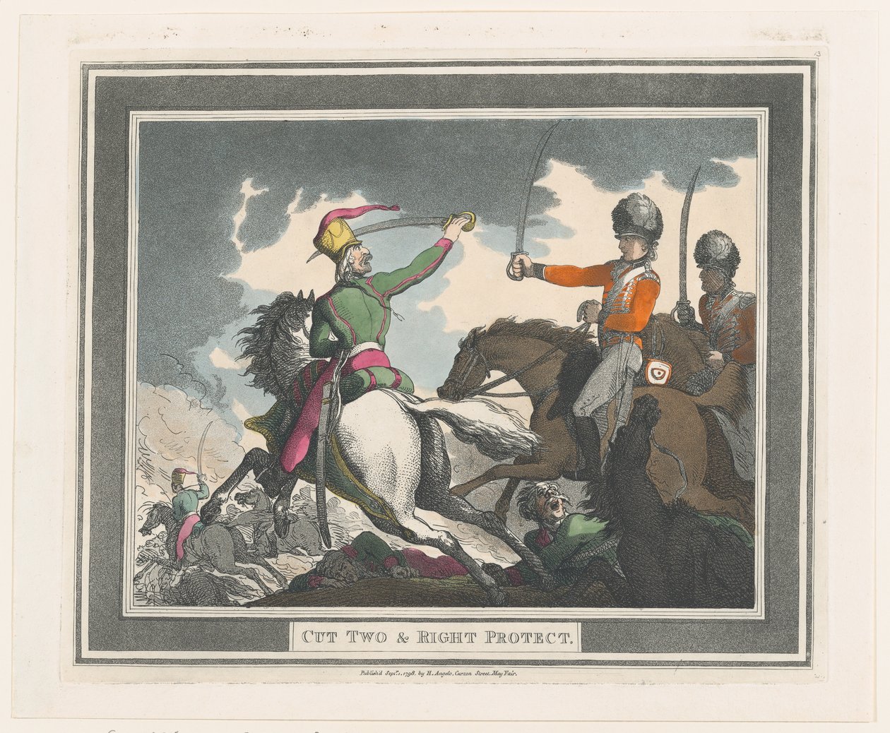 Snijd twee en rechterbescherming door Thomas Rowlandson