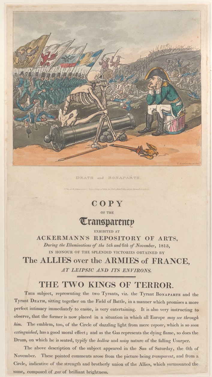Dood en Bonaparte, de twee koningen van terreur, 1 januari 1814 door Thomas Rowlandson