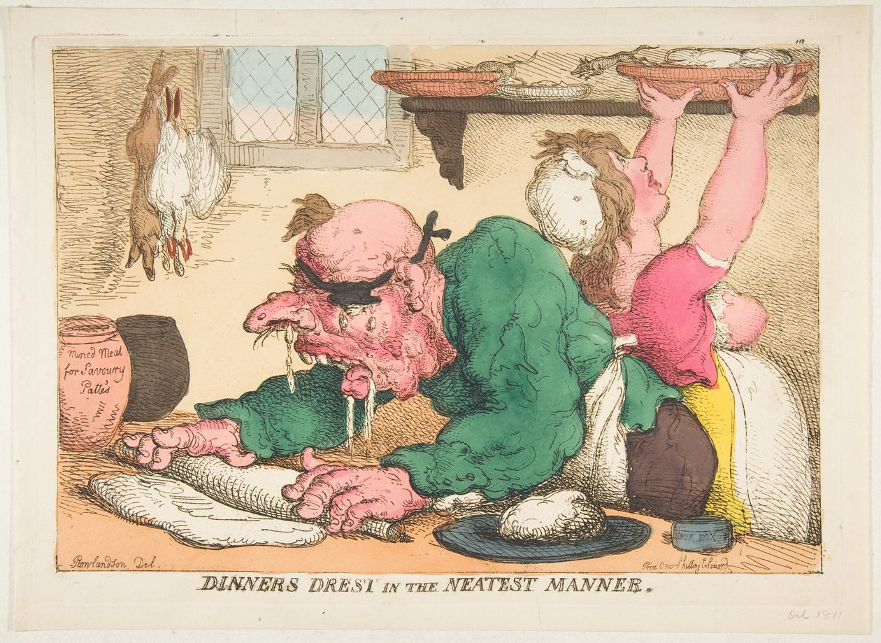 Diners op de netste manier bereid door Thomas Rowlandson