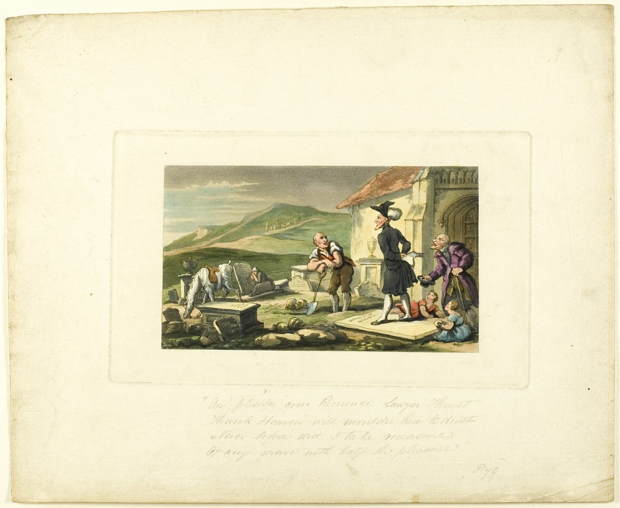 Doctor Syntax Mediterend op de Grafstenen, uit De Tour van Doctor Syntax door Thomas Rowlandson