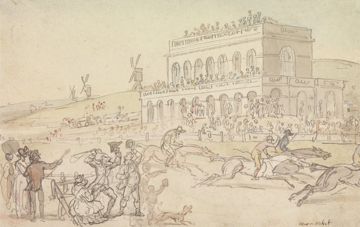 Doctor Syntax verliest zijn geld op de renbaan van York door Thomas Rowlandson