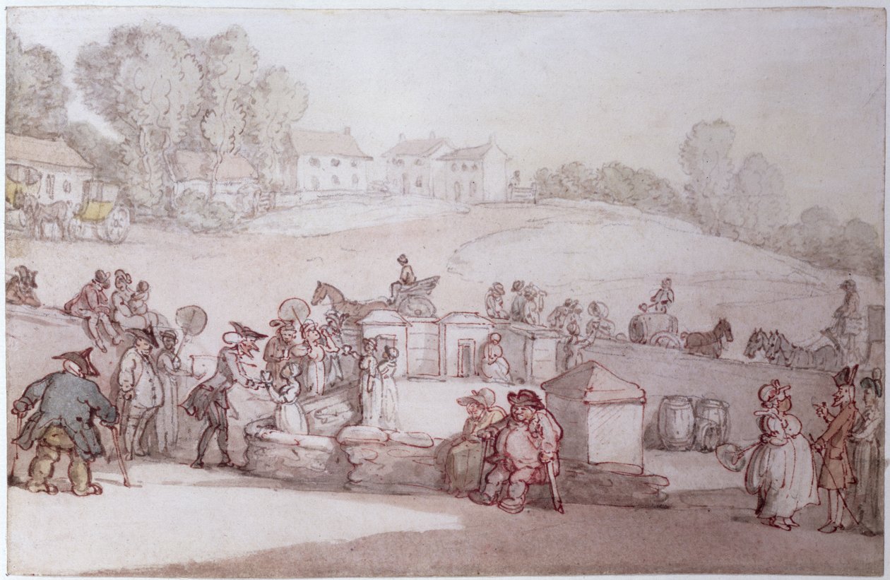 Dr. Syntax bij Harrogate Spa door Thomas Rowlandson
